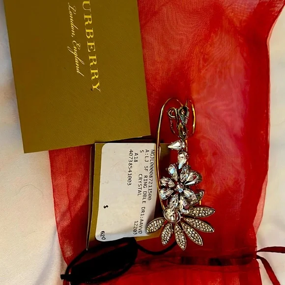 NWT BURBERRY DOUBLE RING CRYSTAL SIZE S - Picture 2 of 6